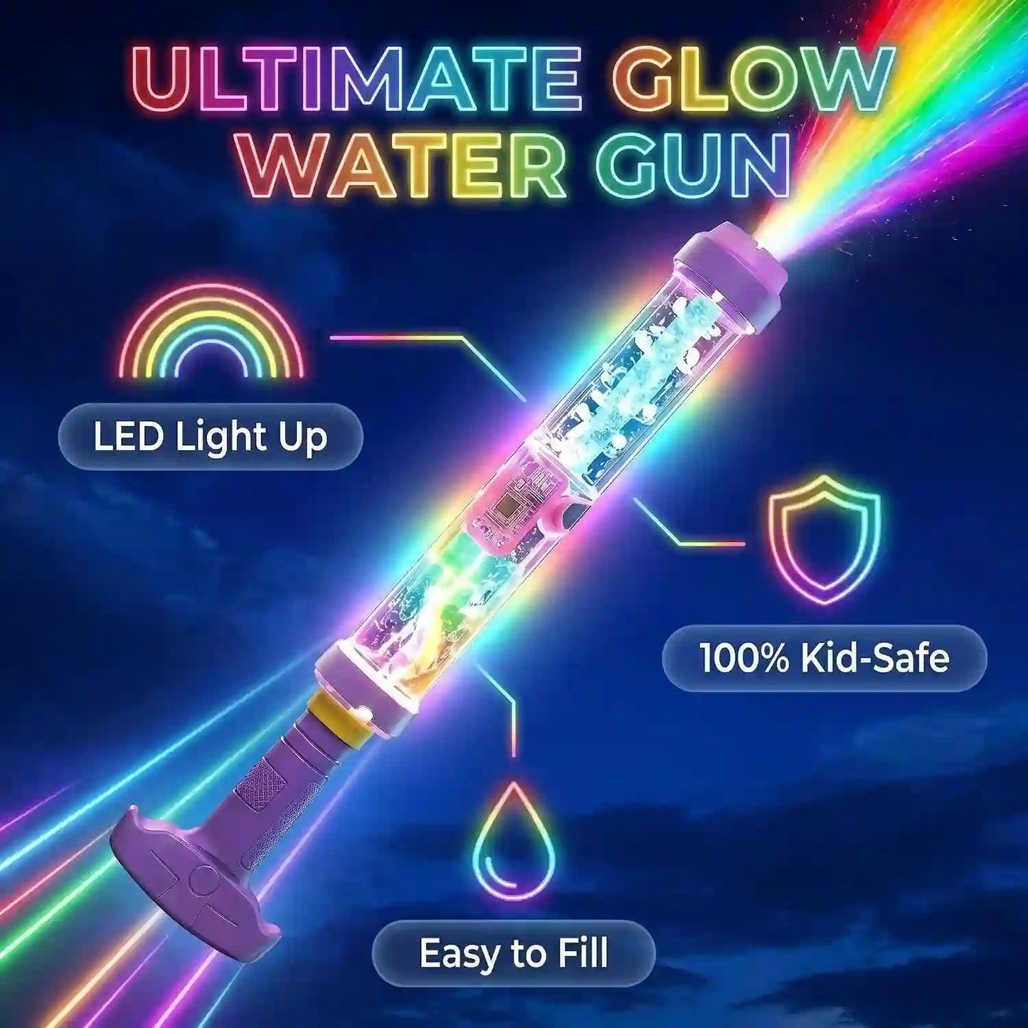 Glowing Rainbow LED Water Blaster – Glowing Rainbow Fireworks For Endless Creative Fun
